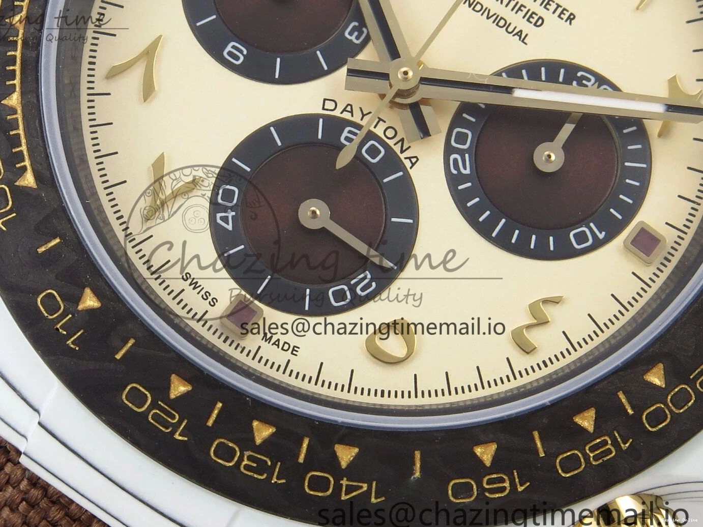 0120 Refined Daytona DIW “DESERT EAGLE”  White Carbon DIWF 1:1 Best Edition Cream Brown Dial on Brown Nylon Strap SH 1074